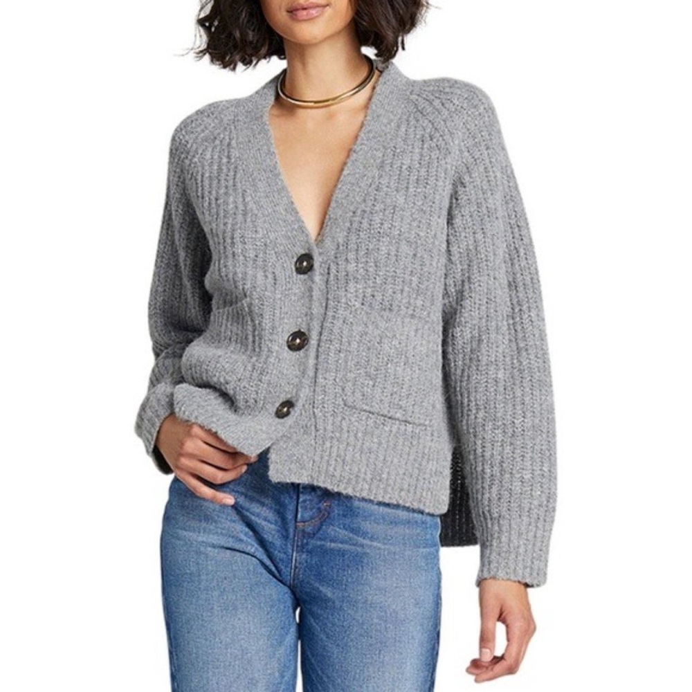 A.L.C Women's Grey Cleveland Cardigan Alpaca Botton Vneck Casual Cody Soft XS